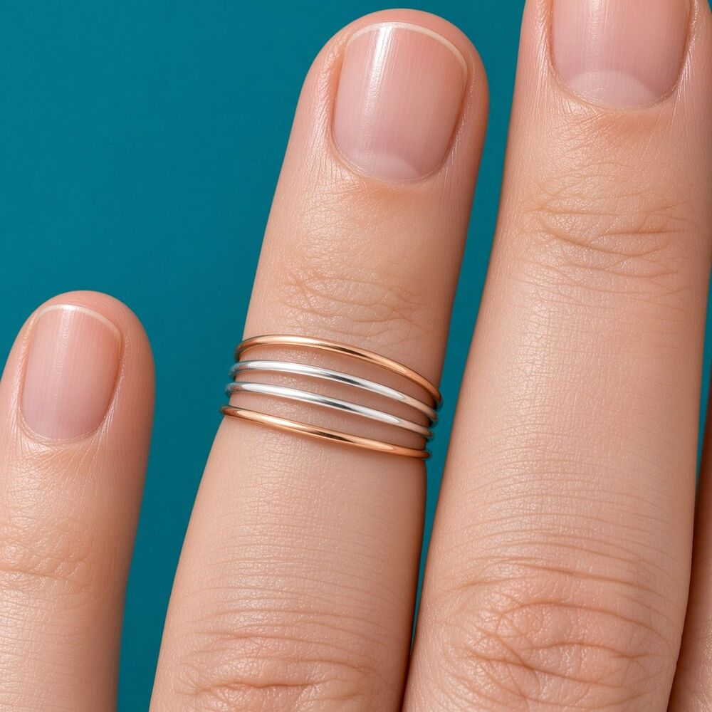 Dainty 4 Band Ring Gold and Silver SZ 4 - 5
